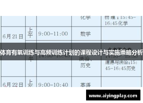 体育有氧训练与高频训练计划的课程设计与实施策略分析